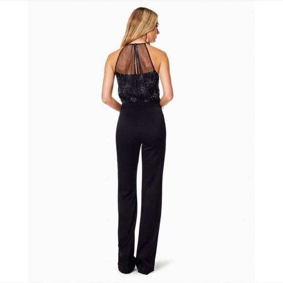 Rami Brook Stasia Embellished Halter Black Jumpsuit New with defects size 0 - Picture 2 of 6